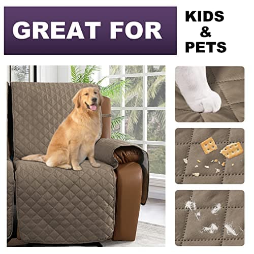 MeilleMaison Recliner Sofa Slipcover Couch Covers for 2 Cushion Couch, Non Slip Reclining Loveseat Cover with Elastic Straps, Kids, Dogs, Pets (2 Seater, Taupe/Beige) (MMCLKR02C2) - Thumbnail 6