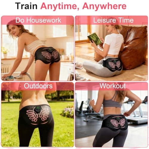 Booty Trainer for Women, Butt Lifting Machine Glute Muscle Stimulator, 8 Modes & 20-Level Intensity Muscle Toner Stimulator Adjustable Abs Stimulator, Home Workout Equipment with Extension Strap - Thumbnail 5
