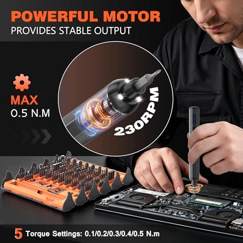 138-IN-1 Electric Screwdriver Set Cordless, Rechargeable Screw Driver with LED Light, 120 Precision Bits, Magnetic Storage Professional Home Repair Tool Kit for Electronics, Camera, Watch, PC RC - Thumbnail 3