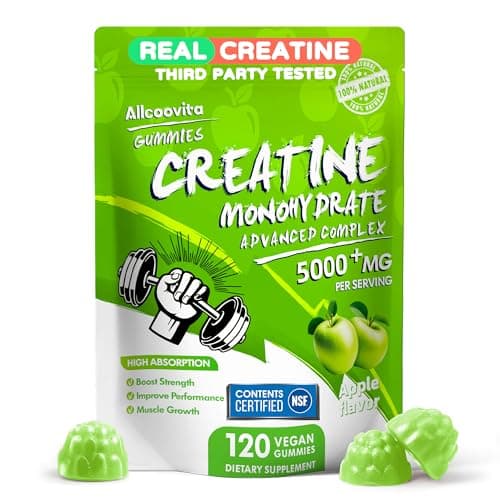 NSF Certified Creatine Gummy - Creatine Monohydrate Gummies 5000mg for Men & Women -120 Gummies Advanced Formula, Muscle Strength, Muscle Builder, Energy Boost, Pre-Workout Supplement-Apple - Image 1