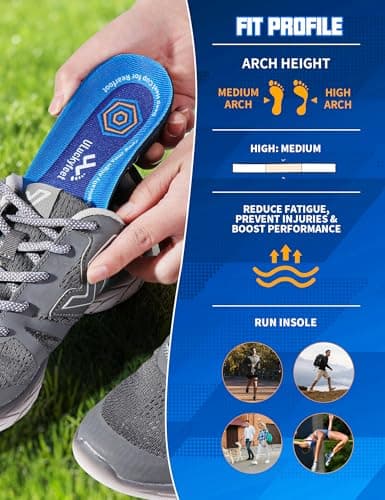 Running Insoles for Men Women & Plantar Fasciitis Relief Shoe Insoles,Extra Shock Absorption Boosts Sports Performance,Arch Support Inserts for Reduce Fatigue -Running Shoe Inserts Medium-High Arch-C - Thumbnail 2