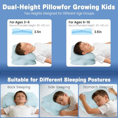 2026 New Toddler Pillow, Kids Cervical Pillow for Neck and Shoulder, Cooling Orthopedic Memory Foam Pillow,Ergonomic Neck Support Pillow for Side,Back and Stomach Sleepers,Odorless Aged 3-10 Years Old - Thumbnail 6