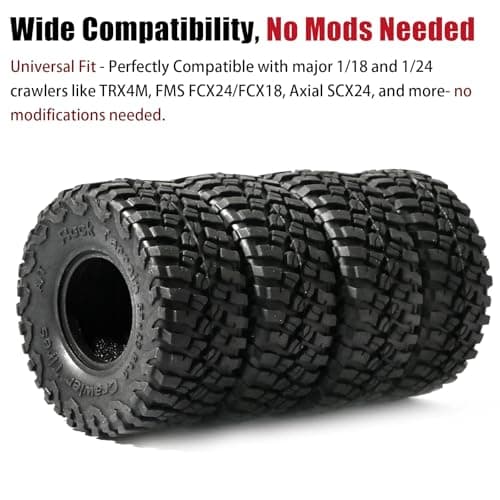 RcThjia 1.0 Tires All Terrain Super Soft Sticky Tires for RC Crawler for Traxxas 1/18 TRX4M Ford Bronco 97054-1 1/24 Axial SCX24 FMS FCX24 RC Crawlers High Grip Off-Road Tire Set Upgrade (4Pcs/Set) - Thumbnail 4