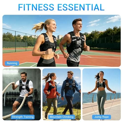 Weighted Vest, Adjustable Body Weight Vest with Reflective Stripe, 8/12/16/20lb for Men Women, Running Vest Woman for Strength Training, Workout, Jogging, Walking, Fitness Equipment, Gym, Muscle Building, Weight Loss, Weightlifting - Thumbnail 6