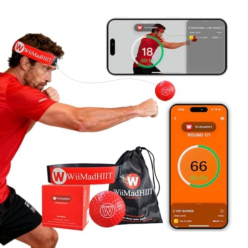 WiiMad Boxing Reflex Ball with App Punch Counter, Reaction Ball for Hand Eye Coordination Training, Boxing Equipment with Headband, Punching Game for Kids, Teens & Adults, Fitness Gift - Image 1