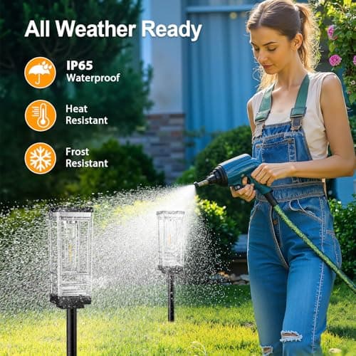 Ahaorigin 6 Pack Solar Lights Outdoor, Up to 15 Hrs Brighter Solar Pathway Lights, Luxury Taller Solar Outdoor Light Waterproof for Path Garden Yard Landscape Walkway Driveway, Warm White - Thumbnail 4