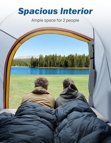 JOYTUTUS Pickup Truck Tent 2.0, Waterproof PU2000mm Double Layer for 2 Person, Portable Truck Bed Tent with Rainfly, 5.5'-5.8' Camping Preferred - Orange - Thumbnail 3