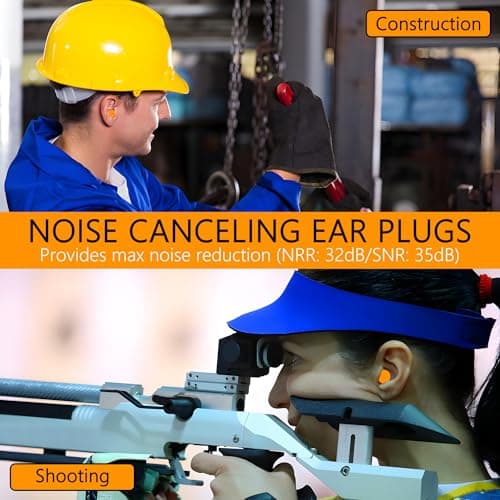 Quality Foam Ear Plugs 10 Pair - 32dB Soft Foam Earplugs for Sleeping Noise Cancelling Disposable - Individually Wrapped High Decibel Ear Plugs for Noise Reduction Construction Work Shooting Music - Thumbnail 3