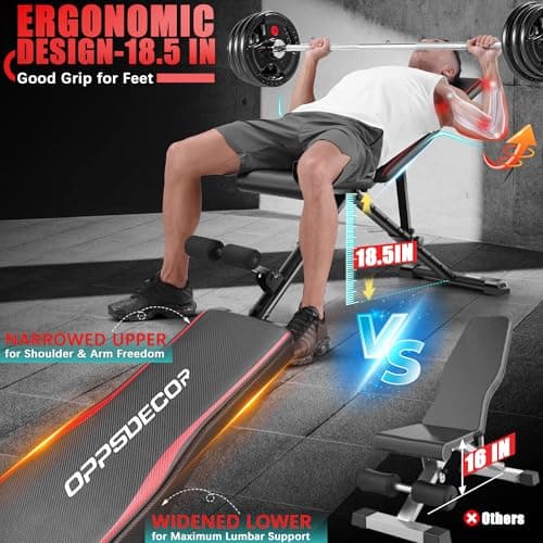 OPPSDECOR Adjustable Weight Bench, Easy Assembly Fast Folding Workout Bench, Space Saving Weight Benches Incline Decline Flat Utility Bench Press Bench for Home Gym Strength Training - Thumbnail 5