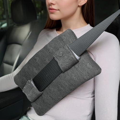 BEYOUDO Post-Op Seat Belt Pillow – Ice/Hot Pocket for Chest/Heart Travel, Small Grey - Image 1