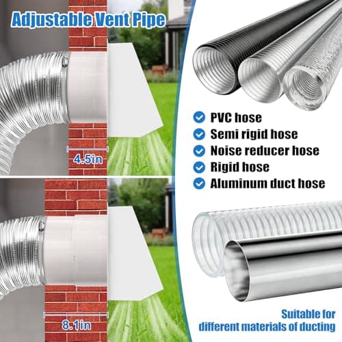 10 Inch Hood Wall Vent Exhaust Vent Dryer Vent Cover Outside Galvanized Steel for Kitchen Range Hood HVAC Dryer Duct,White - Thumbnail 4