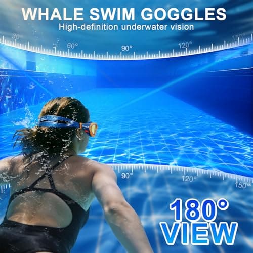 Whale Swim Goggles, HD Anti-Fog Goggles, Unisex | 100% UV Protection | Anti-Fog Design (Sunset Orange-Blue) - Thumbnail 6