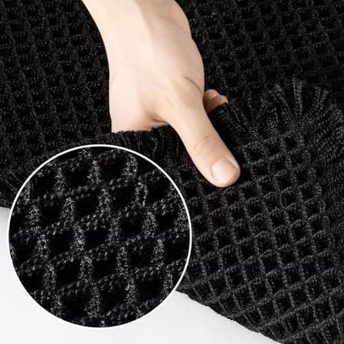 SHIMOH Upgraded Waffle Bath Mat – Ultra Soft, Super Absorbent & Non-Slip Rug with Tassels, Machine Washable, Rubber Backed for Bathroom, Hallway Runner, Kitchen and More (Black, 2' X 6') - Thumbnail 3