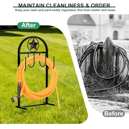 SHOMEXTOL Garden Hose Holder - Upgraded Sturdy Hose Pentagram Holder, Freestanding Heavy-Duty Hose Reel, Sturdy Water Hose Holder and Hose Storage for Outside, Lawns and Yards,Black - Thumbnail 4