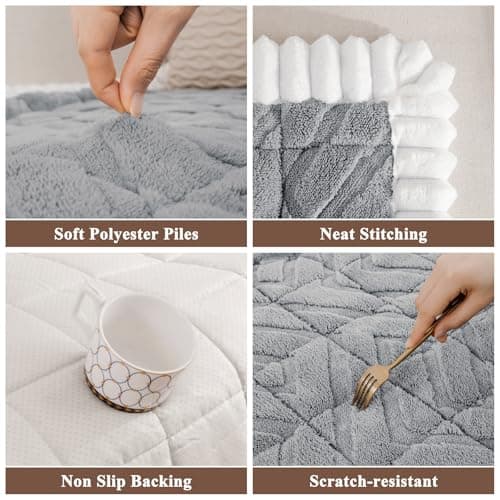 SHACOS 29.5"x61" Large Sofa Couch Cover for Dogs Non Slip Washable, Soft Fuzzy Pet Couch Covers for 2-3 Cushions Sofa, Pet-Friendly Couch Protector Pad, Gray - Thumbnail 4