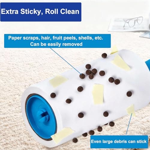 Lint Rollers for Pet Hair Extra Sticky- Lint Brush for Clothes, Furniture, Carpet,Car, Floor,Bed-Pet Hair Roller for Dog Cats Hair Removal- Reusable Handle and Refills (Small(1handle+4 Refills)) - Thumbnail 4
