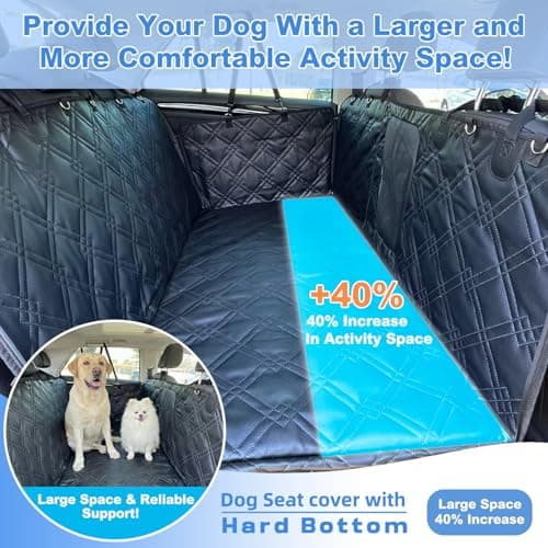 Junpee Hard Bottom Dog Car Seat Cover for Back Seat, 100% Waterproof Faux Leather with Non-Slip Base, Back Seat Extender with Mesh Window, Safe for Cars SUVs Trucks - Thumbnail 2