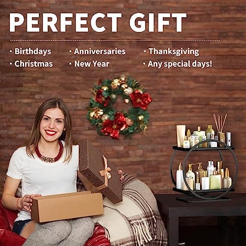YIWANFW Bathroom Counter Organizer, Black Perfume Organizer for Dresser, 2 Tier Bathroom Organizer Countertop, Vanity Makeup Organizers, Skincare Display Tray for Bathroom Sink Storage - Thumbnail 6