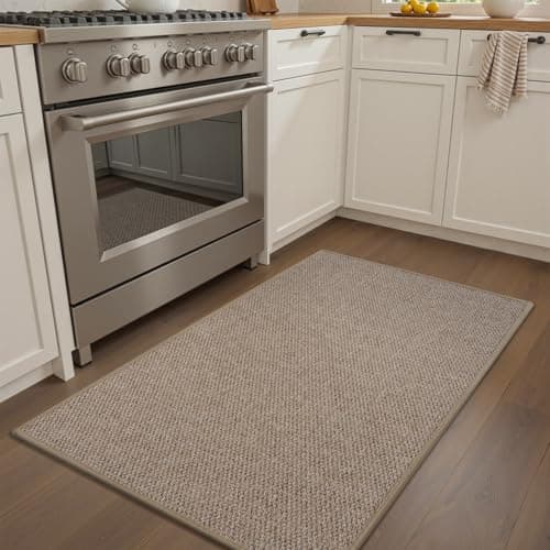 RESARE Kitchen Mats, Non Slip Kitchen Mats for Floor, Absorbent Quick Dry Washable Kitchen Rugs in Front of Sink, Hallway, Laundry, Kitchen Floor Mat(Beige, 17"x 30")
