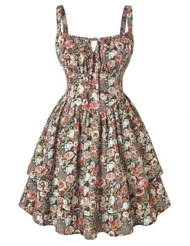 Scarlet Darkness Floral Mini Corset Dress Women Teens Sundress with Pockets - Image 1