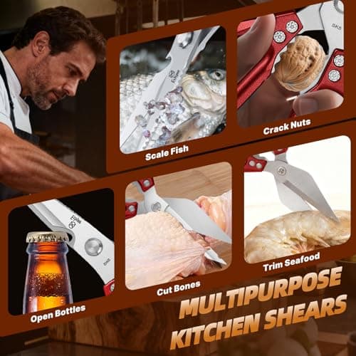 Ethyxe Kitchen Scissors Set Upgraded - Heavy Duty Stainless Steel Kitchen Shears, Sharp Poultry Scissors for Meat, Chicken Bones, and Turkey, Dishwasher Safe - Thumbnail 5