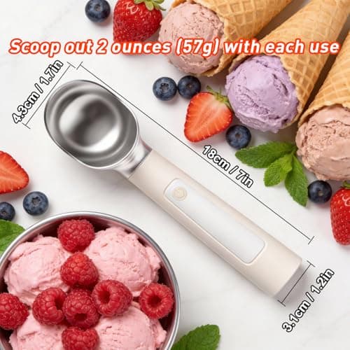 Dalicode Heated Ice Cream Scoop – Electric Scooper for Hard Ice Cream and Desserts, Handheld Heating Up to 158°F, Rechargeable with LED Display, Easy to Clean, Ideal Summer Gift (Upgraded White) - Thumbnail 3
