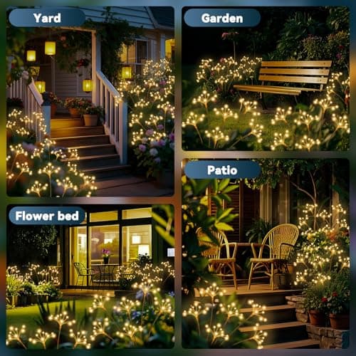 Solar Garden Lights 2 Pack Waterproof Solar Swaying Starburst Light Outdoor Lights for Yard Patio Walkway Pathway Party Wedding Christmas Decoration, Warm White - Thumbnail 6
