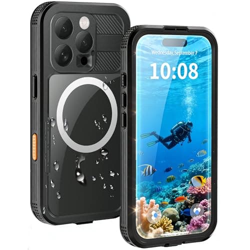 HECLETSO for iPhone 16 Pro Case - Compatible with MagSafe - IP68 Waterproof & Dustproof, 10FT Military-Grade Drop Proof - Built-in Screen Protector & Full-Body Rugged Cover, 6.9 Inch - Black - Image 1