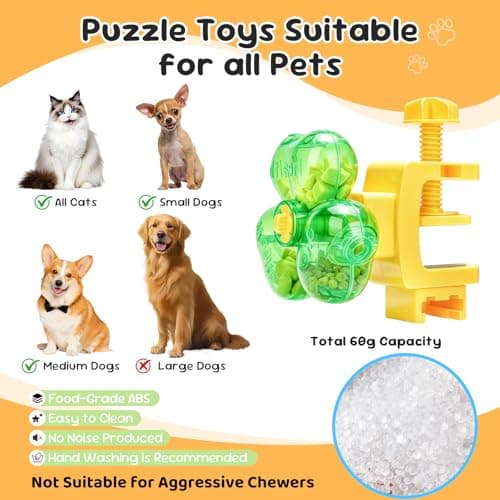 Cat Toy for Indoor Cats, Clover Shape Treat Dispenser,Interactive Puzzle cat Toy for IQ Training,Enrichment Toys as Gifts for Pupies，Cats,Dogs - Thumbnail 4