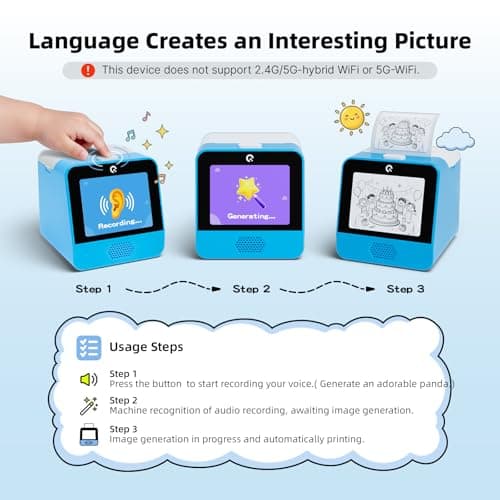 Ognee AI Voice Sticker Printer for Kids, PortableThermal Printer with Display Screen, Voice Control Mini Printer, Instant Thermal Printer Toy for DIY and Learning with 2 Paper Rolls - Thumbnail 3