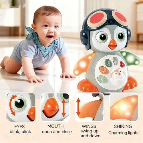 XULIONTS Crawling Penguin Baby Toy with Music & Lights, Interactive Tummy Time Toy for Infants 6-18 Months, Early Development Learning Toy, Educational Gift for Toddlers Boys Girls - Thumbnail 2
