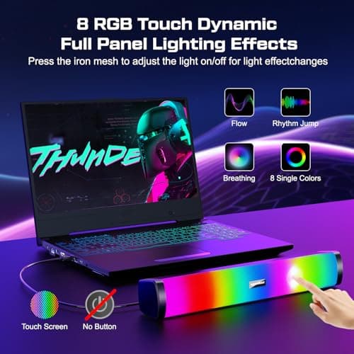 OFFSIR Computer Speakers for Desktop, Gaming Speakers with Touch Lights PC Speakers with Surge Clear Sound, USB Powered for Computer Desktop PC Laptop Monitor - Thumbnail 2