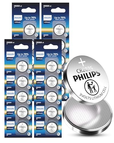 Philips CR2025 3V Lithium Coin Battery (20 Pack) | 10-Year Shelf Life, Stable Power Output, Child-Safe Packaging | works with Key Fobs, Smart Locks & Household Devices - Image 1