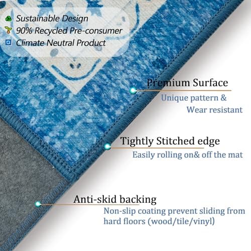 Office Chair Mat for Hardwood Floor, 0.2” Thick Non-Slip Desk Rug, Silent Glide Floor Protector for Rolling Chairs, Easy-Clean Surface,Silent Glide Mat for Tile & Laminate, Vintage Sapphire - Thumbnail 4