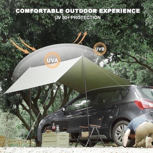 FEIWOOD GEAR Portable Car Awning for SUV, Vehicle Awning for Camping Van Truck, Needn't Roof Rack Hardwares Waterproof UV50+ 10 x 5.6 ft - Thumbnail 5