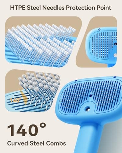 ROJECO 3-in-1 Pet Steam Brush for Cats&Dogs - Detangling Comb with Adjustable Mist, Handheld Deshedding Grooming Tool for Long/Short Hair, Massage Brush & Shedding Control Gift,Cordless (Blue) - Thumbnail 6