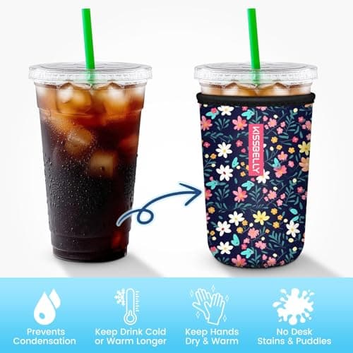Reusable Neoprene Cup Sleeve for Iced Coffee Cups, 3 Pack Iced Coffee Cup Insulator Sleeve for Iced & Hot Drinks Durable Beverage Cooler Holder for Iced Coffee & Cold Soda - Thumbnail 4