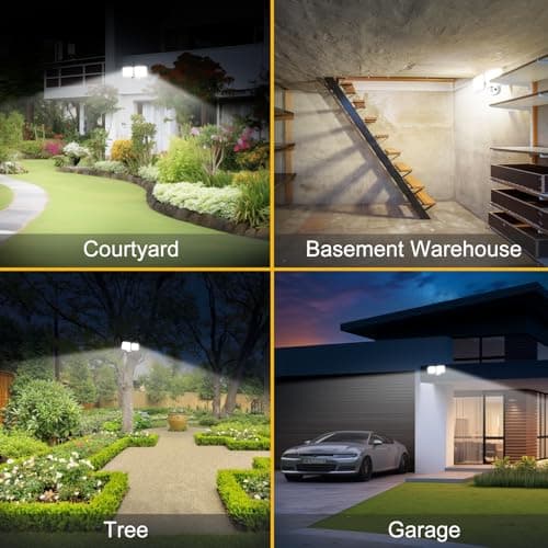 Rechargeable Battery Operated Motion Lights 2500LM & 4000LM Motion Sensor Security Lights(1-3 Months Endurance) USB Charging LED Flood Lights Outdoor for Garage Yard Entryways Patio Garden (White) - Thumbnail 6