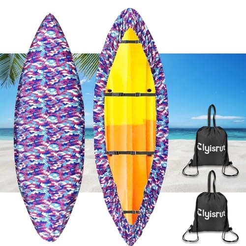Clyisrut 2 Pack Outdoor Storage Waterproof Kayak Covers, 10-11.5FT Canoe Covers Boat Cover Accessories, UV Protection Ultra Shade, Dust Cover for Fishing Boat Canoe (10-11.5FT,Digital Camo)