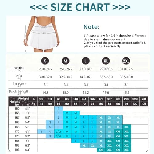 bpbtti Women's Crossover Tennis Skirt with Pockets High Waisted Pleated Athletic Golf Skorts Built-in Shorts (2 Pack,White, Black,Small) - Thumbnail 6