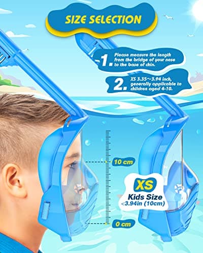 QingSong Kids Snorkel Mask Full Face, Snorkeling Set with Camera Mount, 180 Degree Panoramic View Snorkeling Gear Anti-Fog Anti-Leak - Thumbnail 4