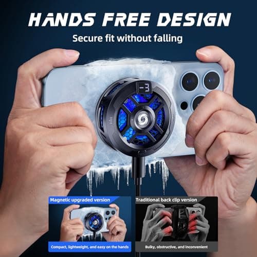 Magnetic Cell Phone Cooler for Gaming Comvin, Mobile Phone Cooling Fan with Dual Mode/Temperature Display,Portable Radiator for iPhone MagSafe Series/Android/iPad/Tablet,Semiconductor Heatsink Cooling - Thumbnail 6