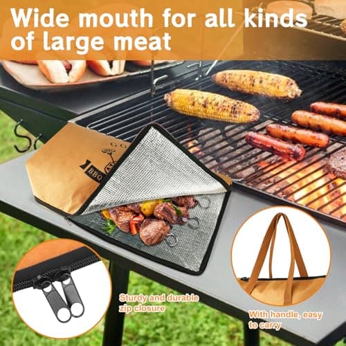 GOONMILL BBQ Blanket for Resting Meat, BBQ Brisket Blanket Meat Resting Bag with Handle, Reusable Smoker Grilling Meat Insulated Resting Bag, BBQ Accessories for Large Brisket/Beef/Turkey 21in - Thumbnail 3