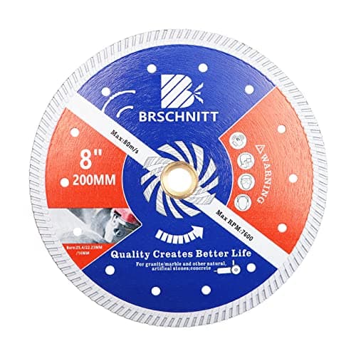BRSCHNITT Diamond Blade for Concrete Masonry,8 Inch (200mm) with Arbor 1"-7/8"-5/8" Dry/Wet Continuous Rim Diamond Cutting Disc for Granite Marble Stone Hard Concrete Reinforced Concrete - Image 1