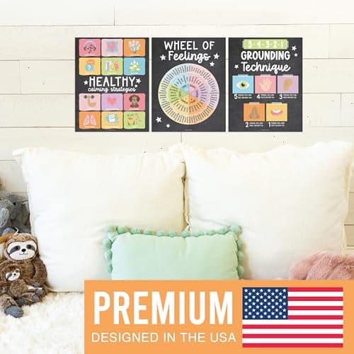 Hadley Designs Feelings Chart for Classroom Must Haves - Emotions Chart for Toddler Calming Corner, Counseling Feelings Wheel, Mental Health & Social Emotional Learning Posters, Chalk Classroom Decor - Thumbnail 4