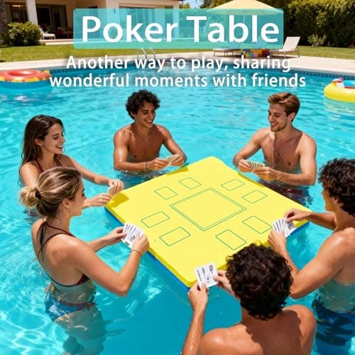Floating Mahjong Table for Pool, 2-IN-1 Waterproof Floating Game Table for Mahjong Card Games Dominoes Poker, Adults Floating Board Pool Game Tray for Hot Tub Lake Beach Summer Pool Party Gift - Thumbnail 5