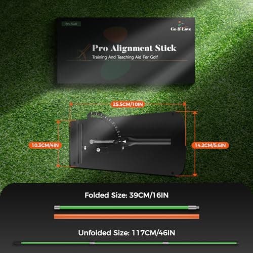 Golf Alignment Sticks Holder, Golf Training Aid with Alignment Sticks & Protective Padding, Swing Trainer Practice Teaching Aid Driving Range for Aiming, Putting, Swing, Golf Gifts for Men Women - Thumbnail 6