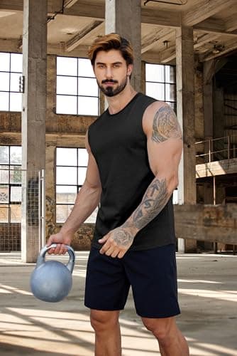 COOFANDY Gym Muscle Tanks for Men Cotton Active Tank Tops 3 Pack Soft Performance Workout Sleeveless Shirt Wine Red XL - Thumbnail 4