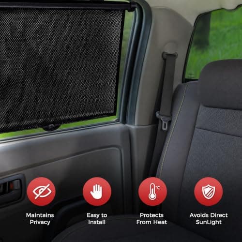 PLTCAT 2 Pack Large Car Sun Shade Side Window for Baby, Roller Vehicle Shades Sun Protection Shade for SUV Truck Side Window(Large-18''x20'') - Thumbnail 5