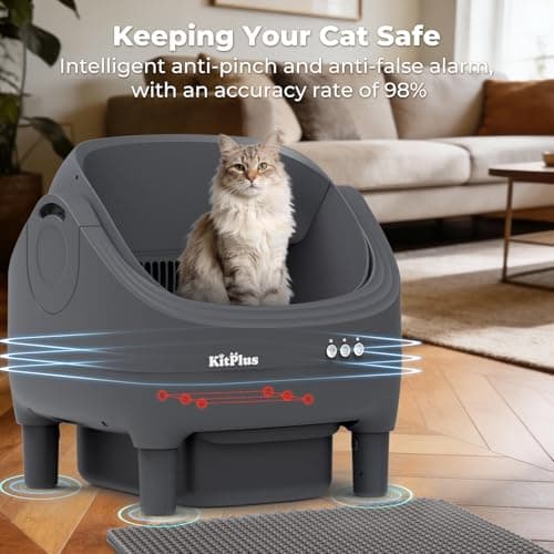 Self Cleaning Litter Box, Automatic Cat Litter Box-APP Control, Open-Design Electric Litter Box, Safety Anti-Pinch, Odor-Free Waste Disposal Includes Trash Bags, Suitable for Multiple Cats, Grey - Thumbnail 3